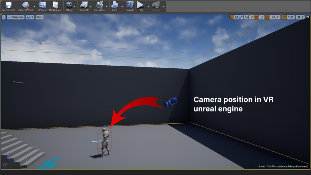 Setting Camera Position in VR in Unreal Engine 4.25: Converting Unity's DrawMesh()