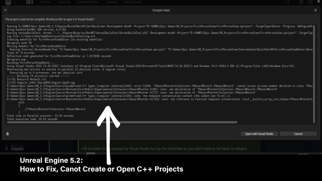Unreal Engine 5.2 Errors